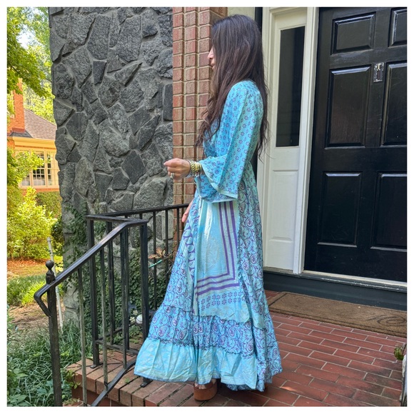 31 Beautiful Boho Silk Blend One of Kind Maxi Dress - Picture 4 of 6